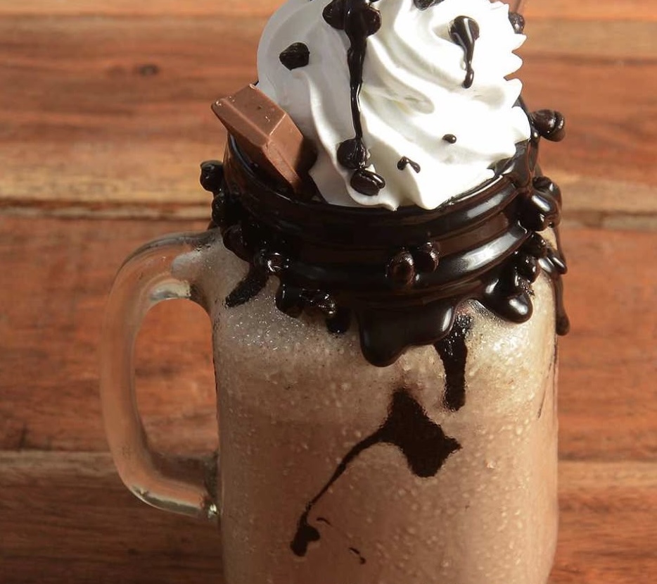 Coffee frappe with whipped cream