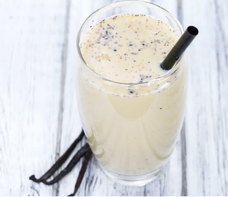 Vanilla milkshake with vanilla beans