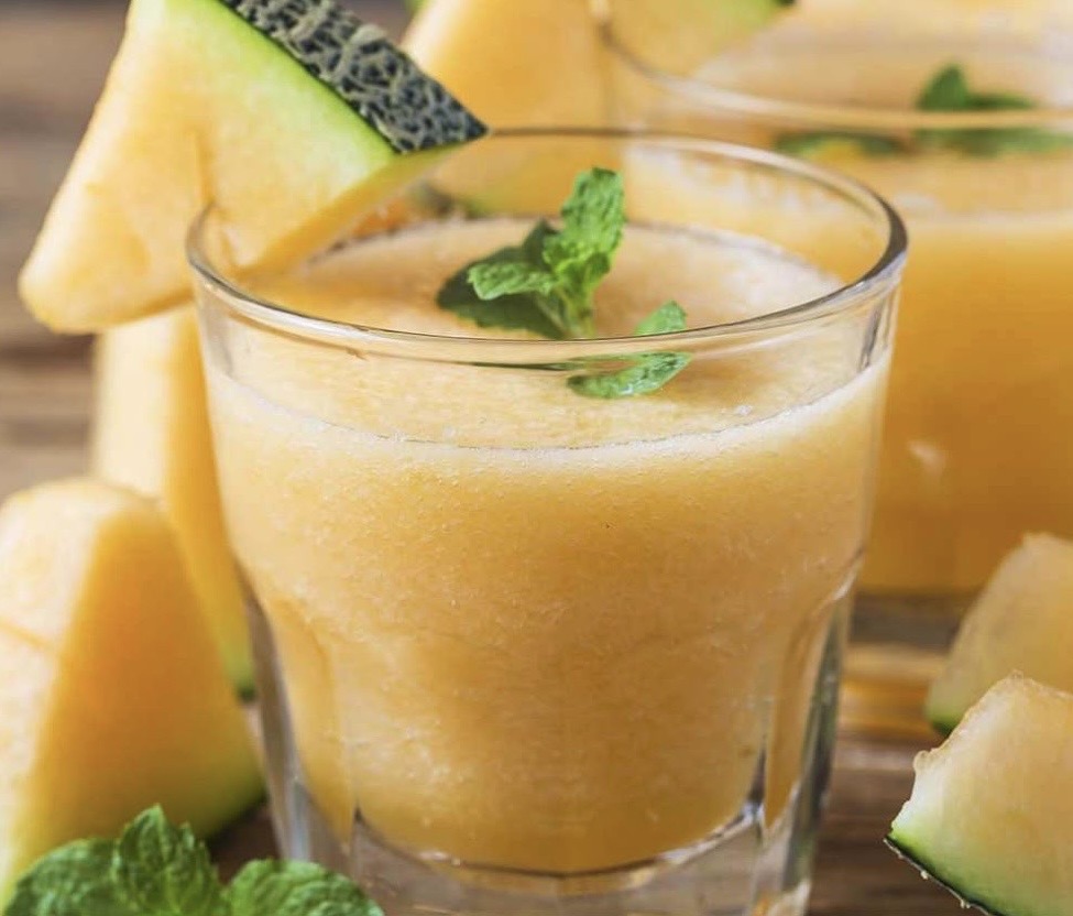 Melon slushie with fresh cantaloupe