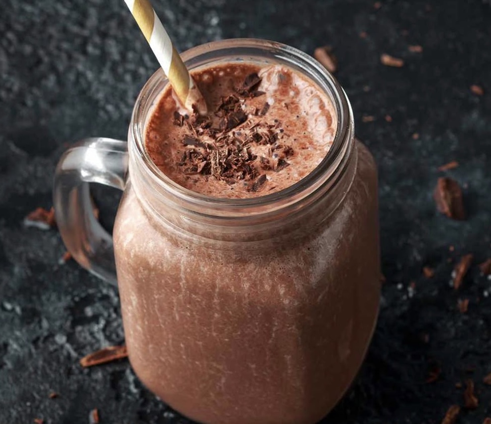 Chocolate milkshake with chocolate shavings